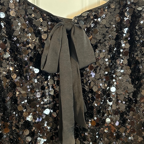 NWOT Nine West Black Sequin Top with Bow Women's Size Large - Picture 4 of 6